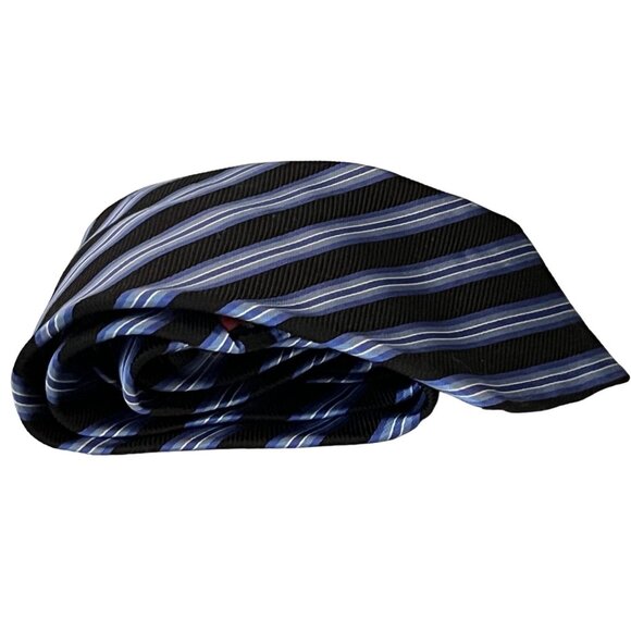 CHAPS Ralph Lauren 100% Silk Striped Blue Men's Necktie - Picture 1 of 6